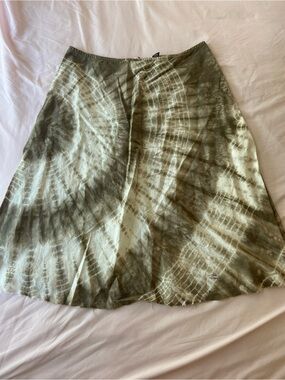 Lucky Brand Olive Tie-Dye Midi Skirt
